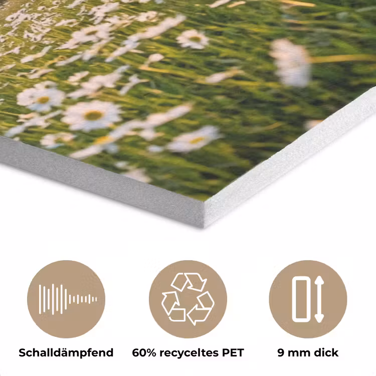 Madelief - Veld - Heuvels - Groen PET vilt klein -closeup_DE