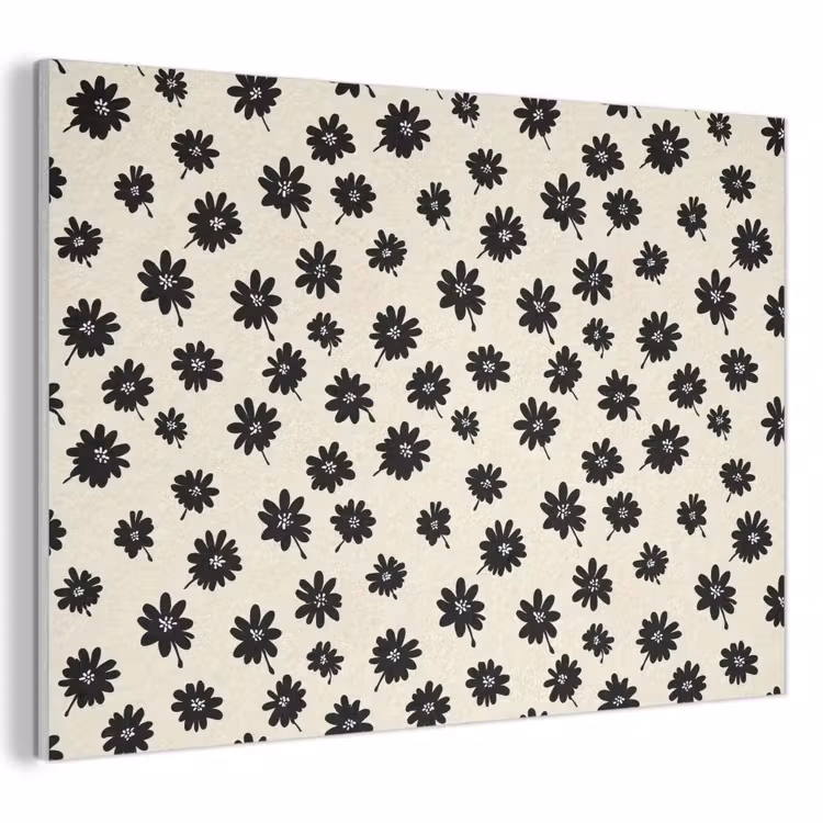 Madeliefjes - Grafisch - Zwart - Beige PET vilt klein 837 -3d