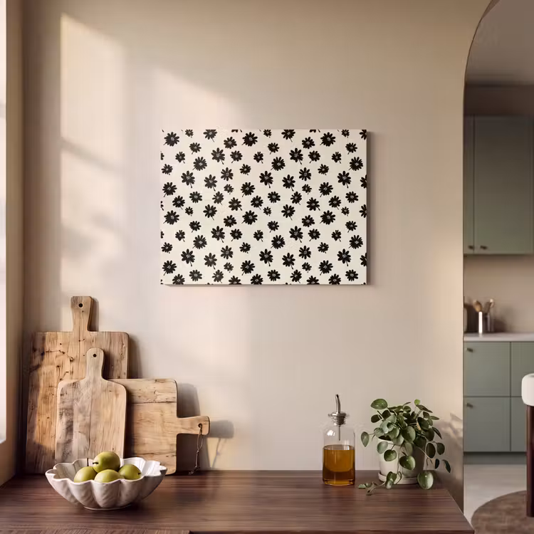 Madeliefjes - Grafisch - Zwart - Beige PET vilt klein 837 -sfeer2