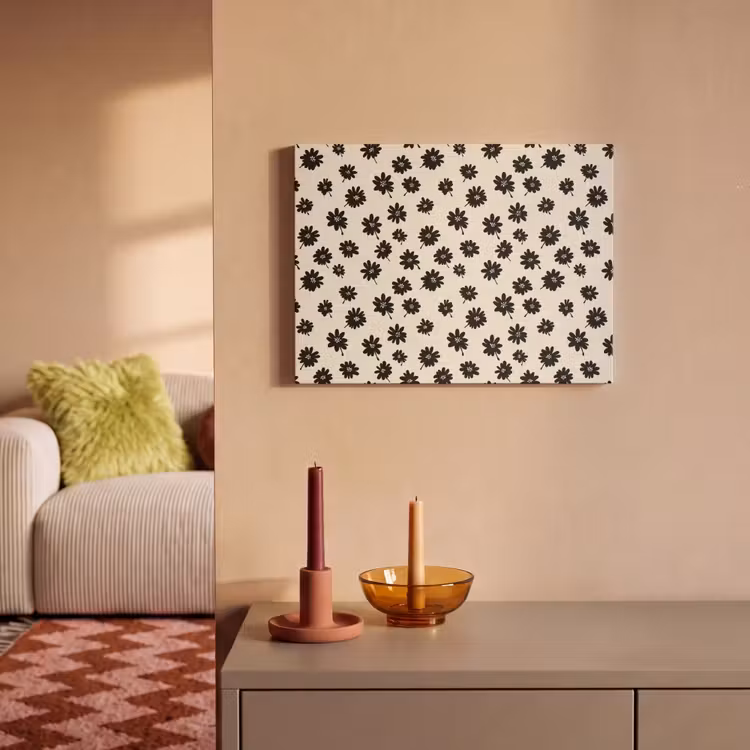 Madeliefjes - Grafisch - Zwart - Beige PET vilt klein 837 -sfeer1