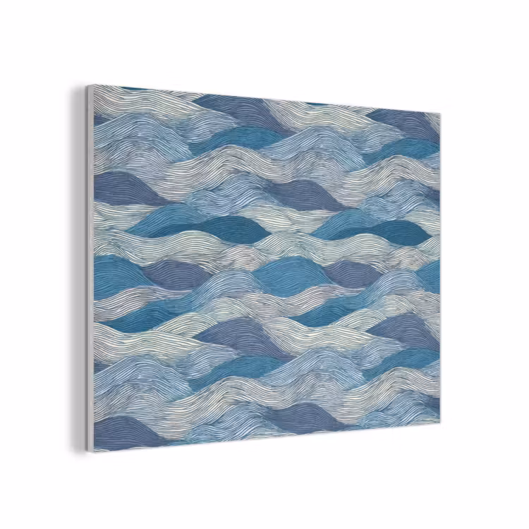 Getekend - Blauw - Wit - Golvend - Streepjes PET vilt klein 837 -3d