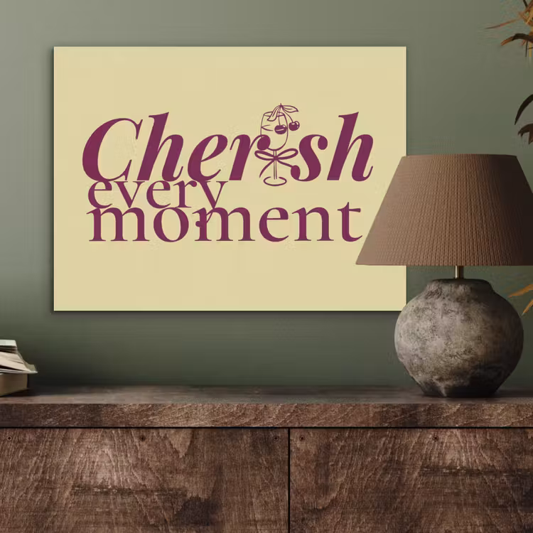 Cherish every moment - Cocktailglas - Geel PET vilt klein -sfeer2