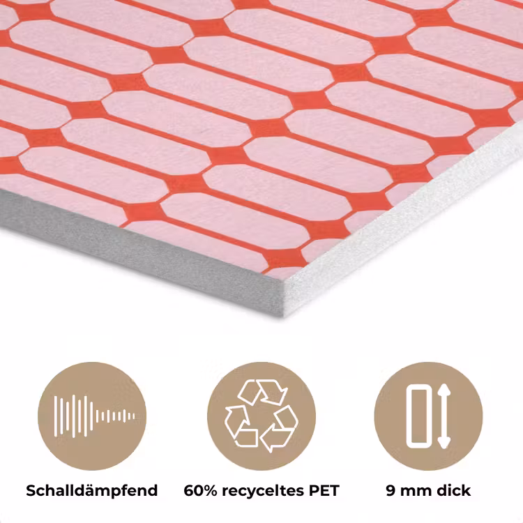 Geometrisch - Minimalistisch - Rood - Roze PET vilt klein 837 -closeup_DE