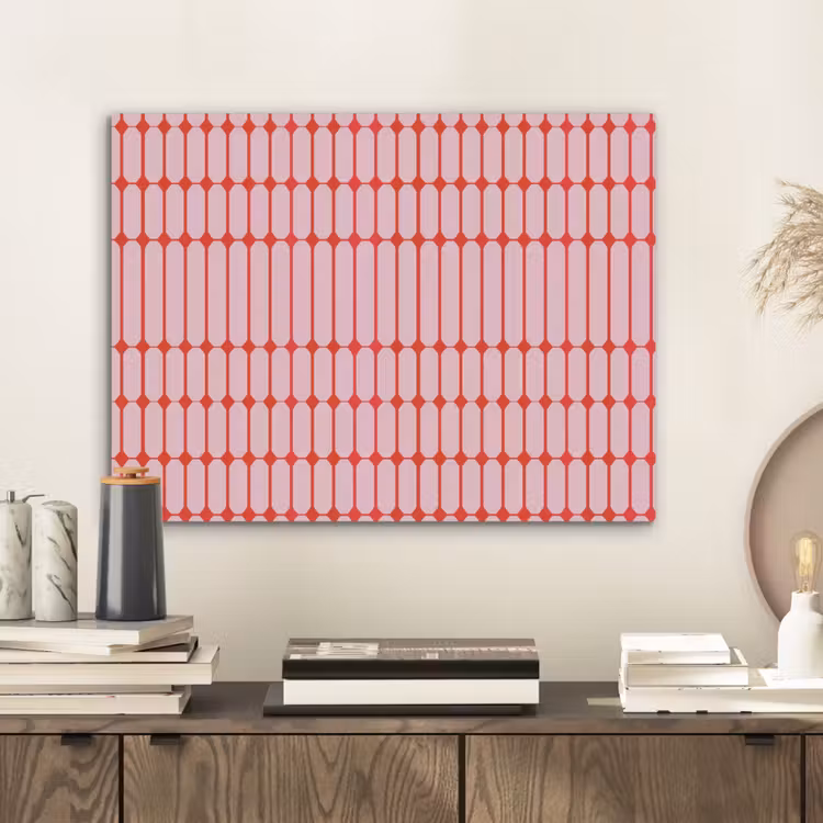 Geometrisch - Minimalistisch - Rood - Roze PET vilt klein 837 -sfeer1