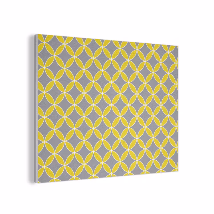 Geometrisch - Cirkels - Modern - Grijs - Geel PET vilt klein 837 -3d