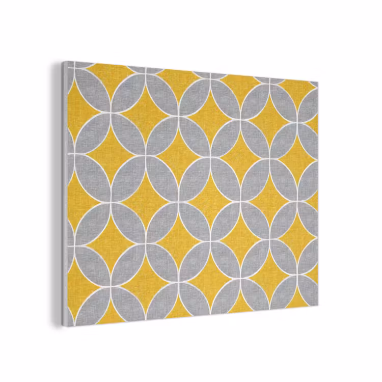 Geometrisch - Cirkels - Textuur - Grijs - Geel PET vilt klein 837 -3d