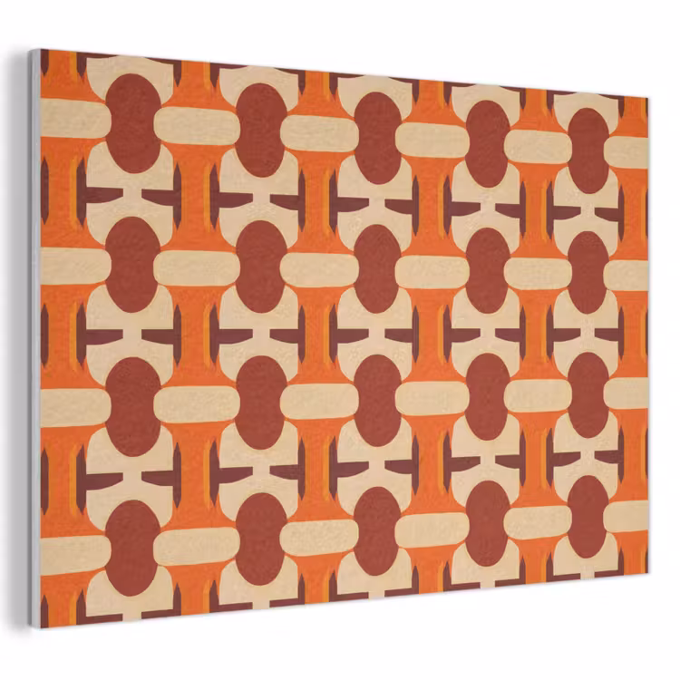 Geometrisch - Retro - Oranje PET vilt klein 837 -3d