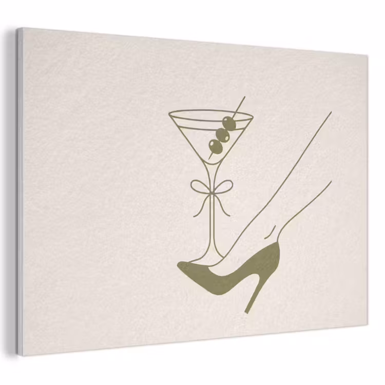 Drank - Martini - Hoge hak - Mode - Groen PET vilt klein -3d