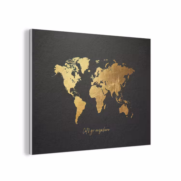 Goud - Glanzend - Wereldkaart - Luxe PET vilt klein -3d