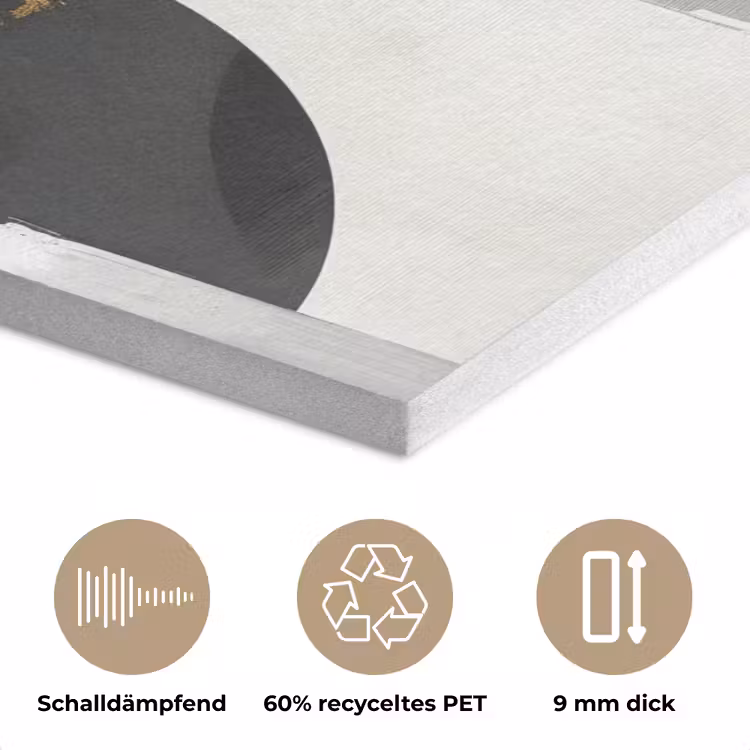 Goud - Rechthoeken - Cirkels - Abstract PET vilt klein -closeup_DE