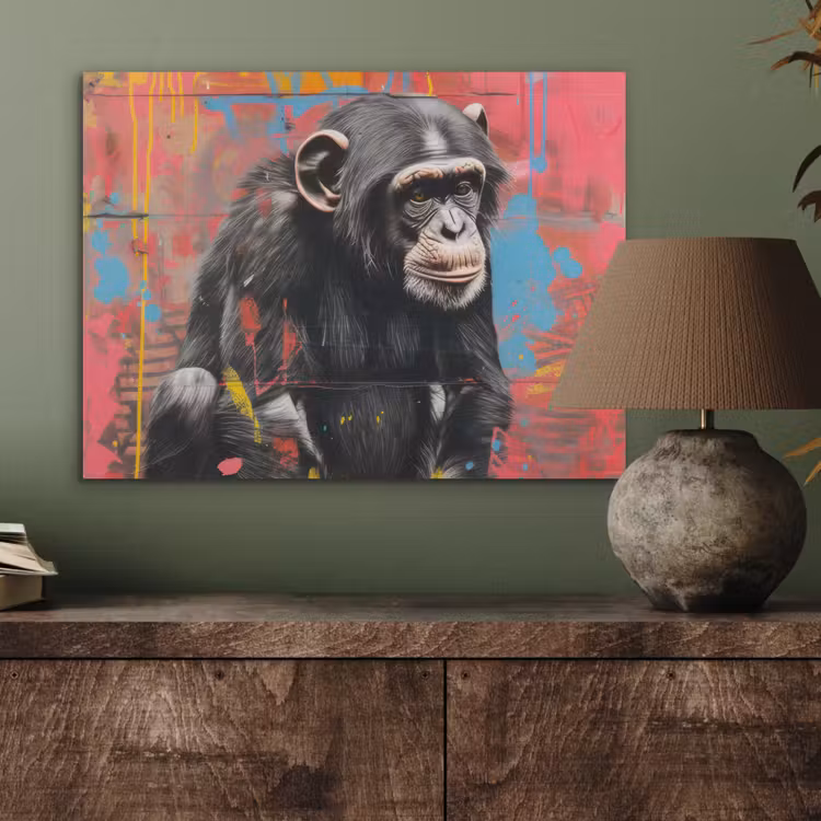 Graffiti - Chimpansee - Dieren - Street art - Banksy PET vilt klein -sfeer2
