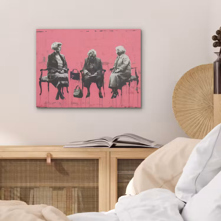 Graffiti - Vintage - Zwart - Street art - Roze - Banksy PET vilt klein -sfeer3