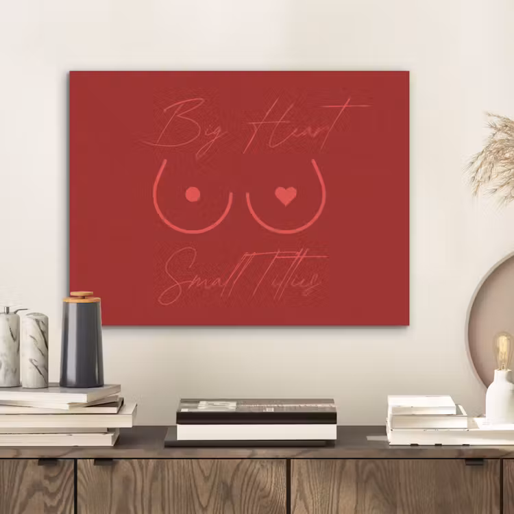 big heart small titties - Hart - Rood PET vilt klein -sfeer1
