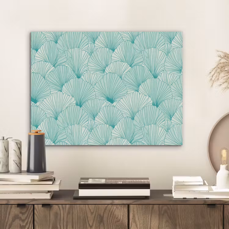 Groen - Wit - Ginko - Getekend - Textuur PET vilt klein 837 -sfeer1