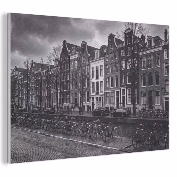 Huis - Gracht - Amsterdam - Architectuur - Zwart-wit PET vilt klein -3d