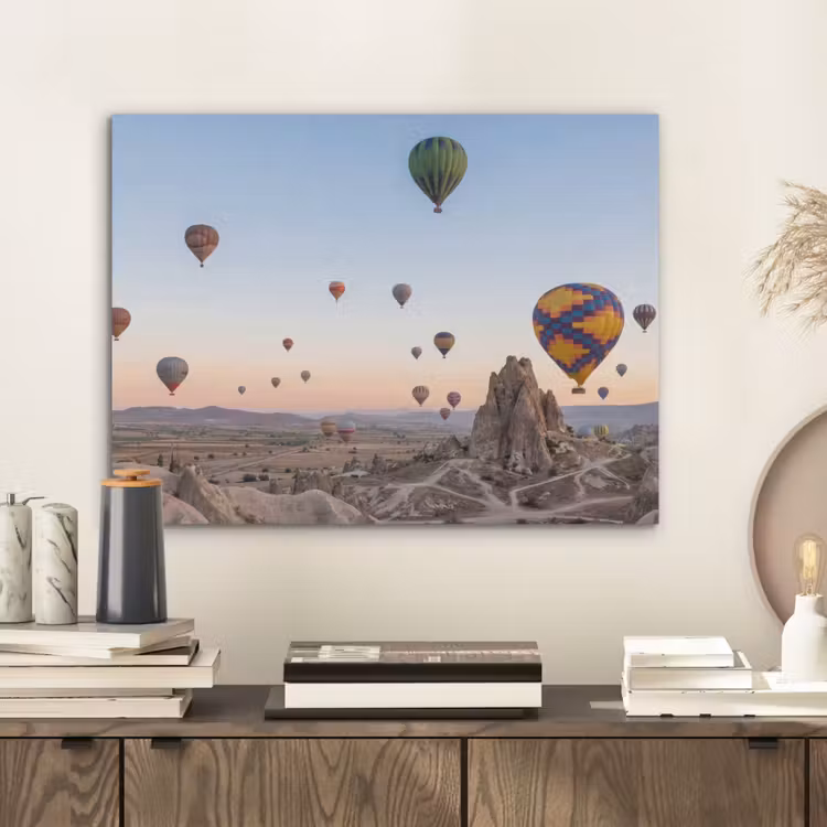 Luchtballonnen - Rotsen - Zonsopgang PET vilt klein -sfeer1