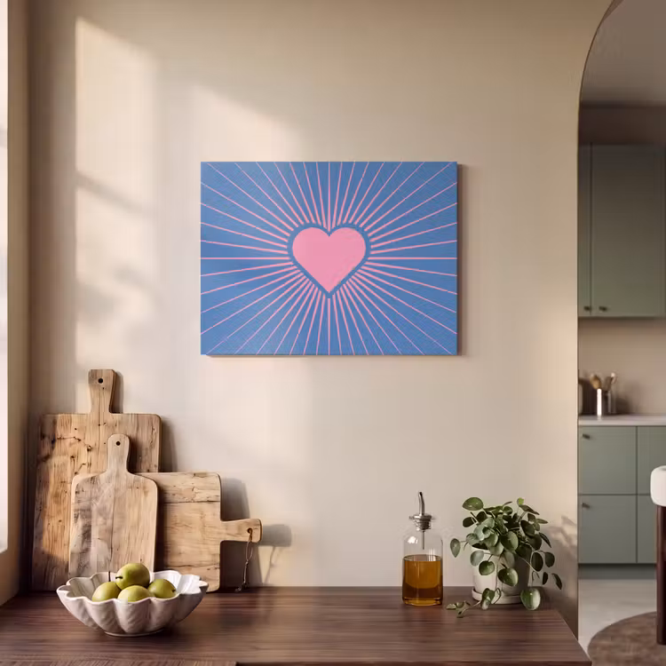Hart - Stralen - Liefde - Modern - Roze PET vilt klein -sfeer2