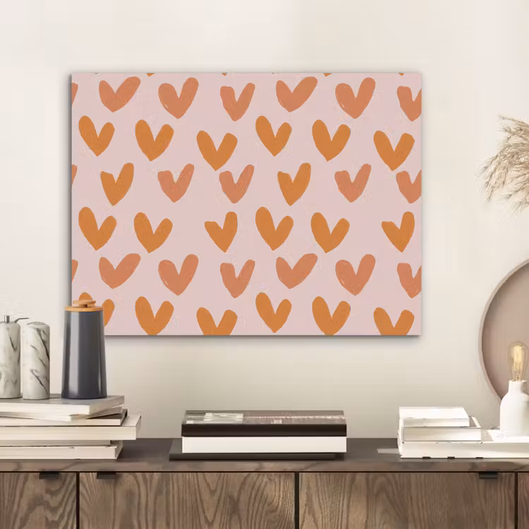 Hartjes - Getekend - Oranje PET vilt klein 837 -sfeer1