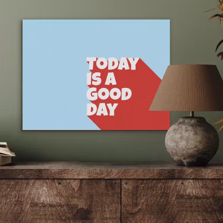 Today is a good day - Rood - lichtblauw PET vilt klein -sfeer2