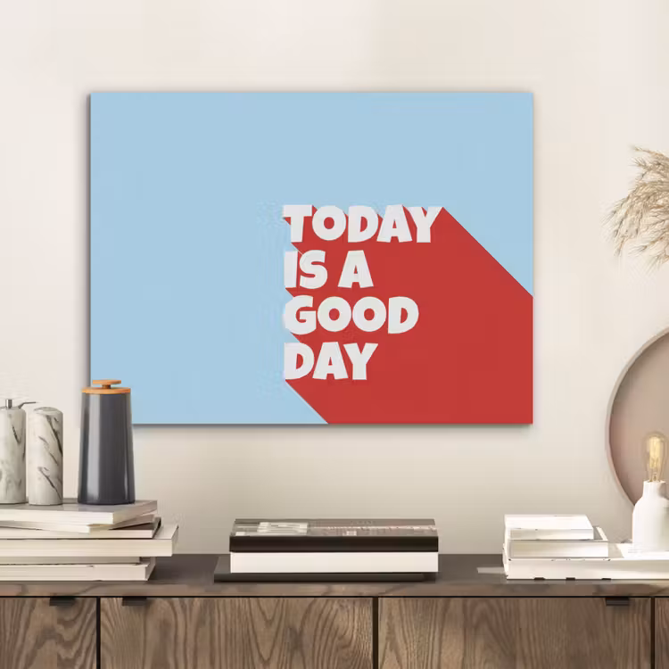 Today is a good day - Rood - lichtblauw PET vilt klein -sfeer1