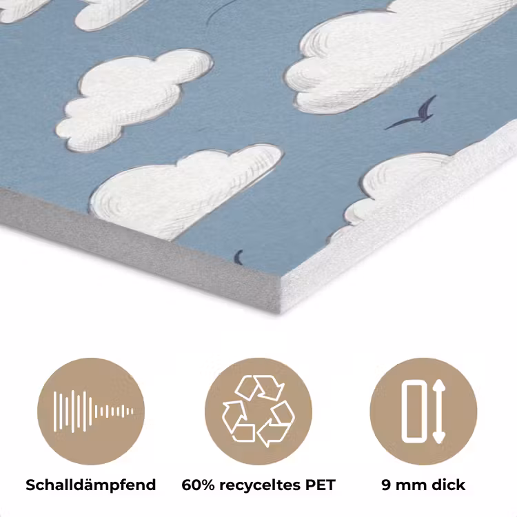 Lucht - Zon - Wolken - Natuur - Blauw PET vilt klein -closeup_DE