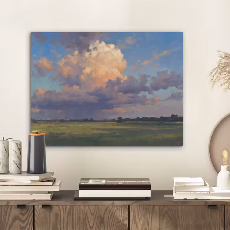 Lucht - Wolken - Landschap - Modern - Oranje PET vilt klein -sfeer1