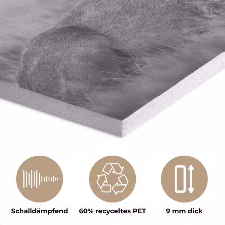 Hert - Mistig - Zwart - Wit PET vilt klein -closeup_DE