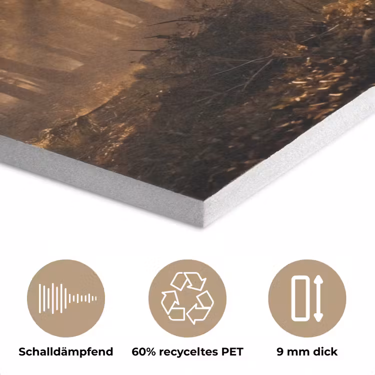 Hert - Bos - Mistig - Natuur - Goud PET vilt klein -closeup_DE