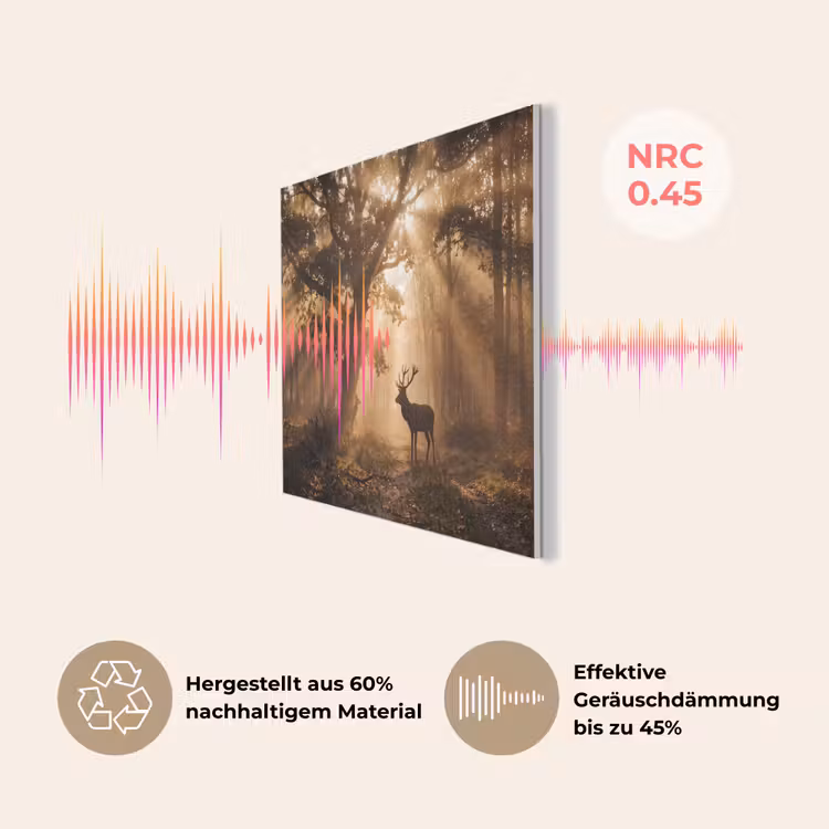 Hert - Bos - Mistig - Natuur - Goud PET vilt klein -USP_DE