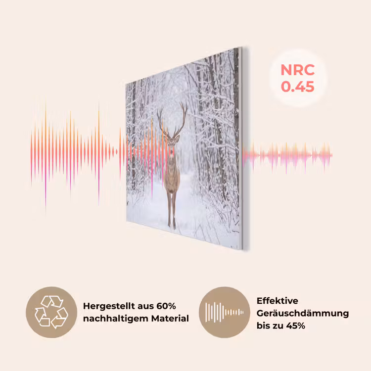 Hert - Winter - Bos - Natuur - Wit PET vilt klein -USP_DE
