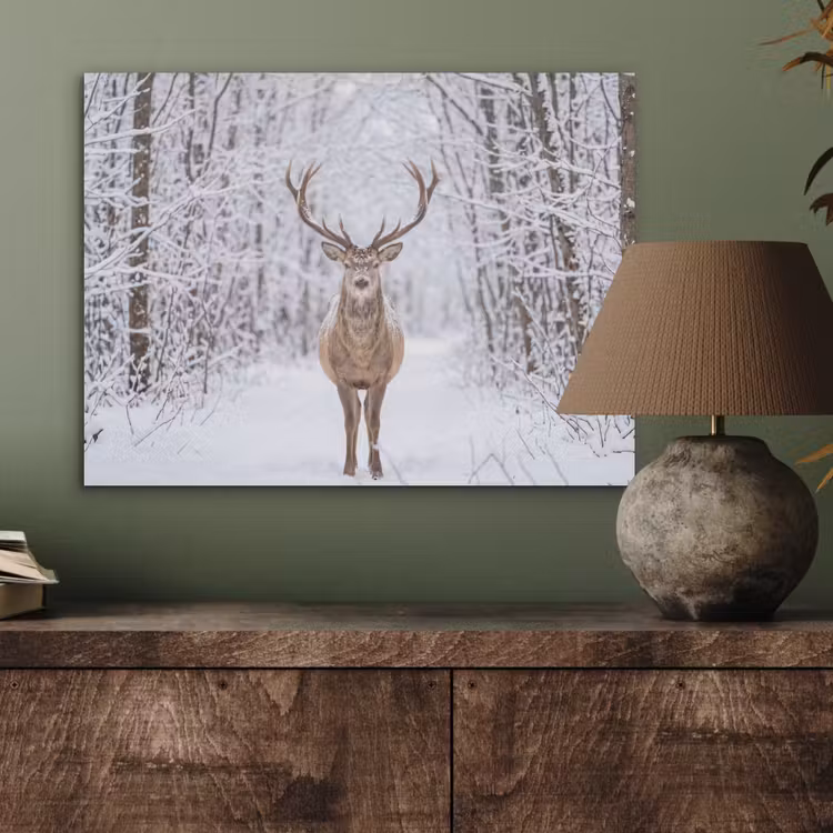 Hert - Winter - Bos - Natuur - Wit PET vilt klein -sfeer2