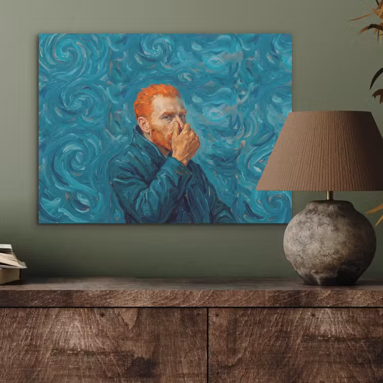 Portret - Klassiek - Blauw PET vilt klein -sfeer2