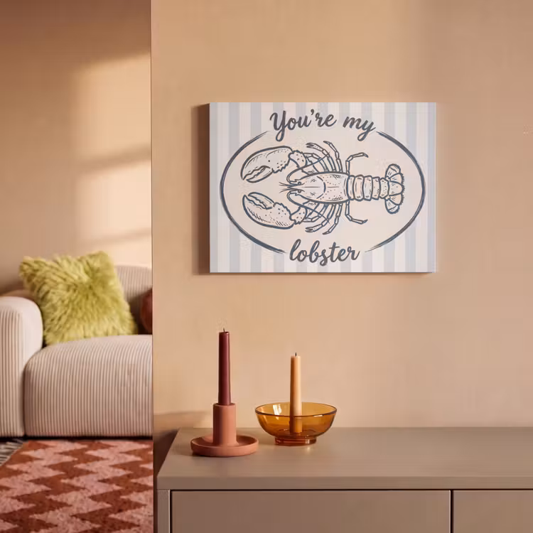 Kreeft - Illustratie - Liefde - Blauw - Decoratie PET vilt klein -sfeer1