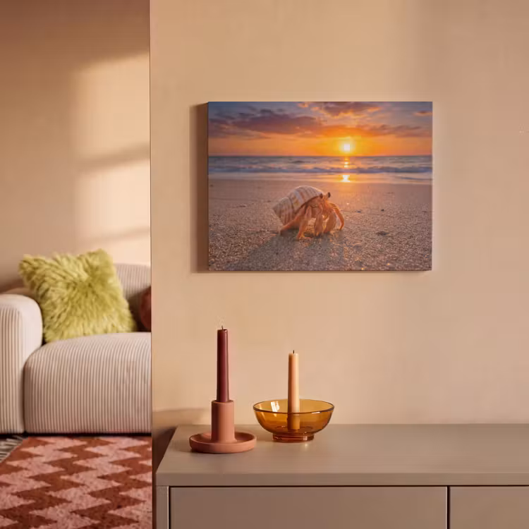 Kreeft - Strand - Natuur - Zonsondergang - Oranje PET vilt klein -sfeer1