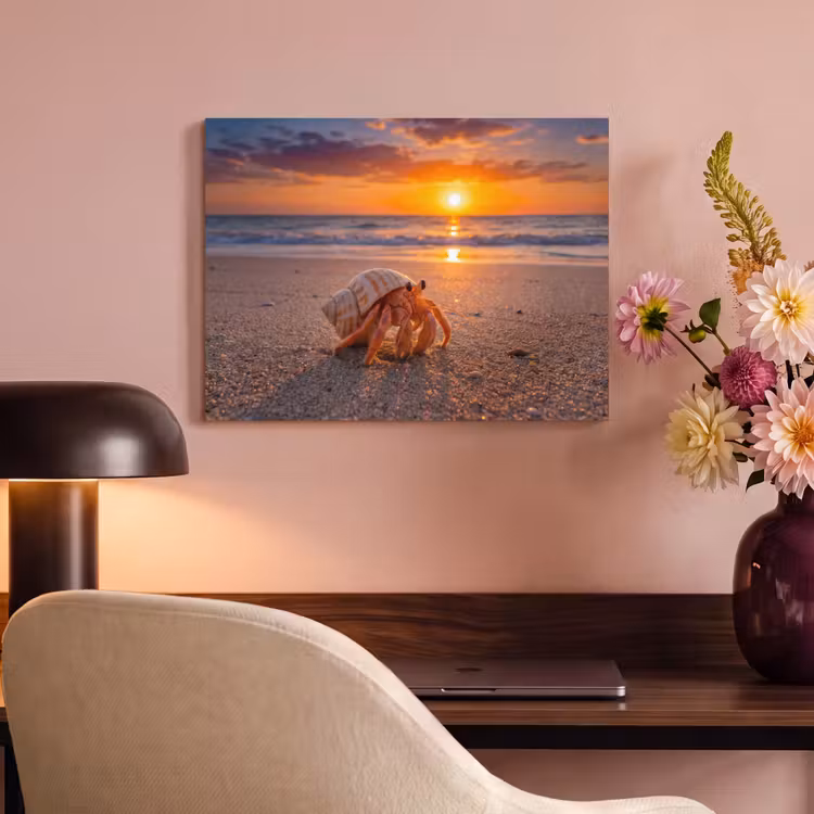 Kreeft - Strand - Natuur - Zonsondergang - Oranje PET vilt klein -sfeer3