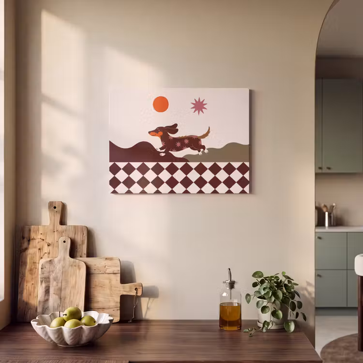 Hond - Abstract - Dieren - Modern - Bruin PET vilt klein -sfeer2
