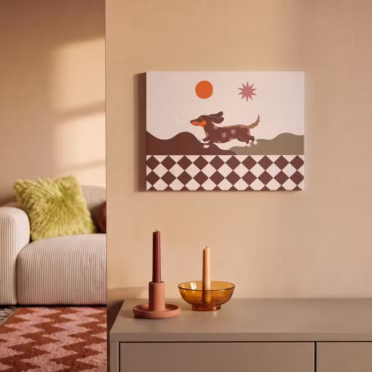 Hond - Abstract - Dieren - Modern - Bruin PET vilt klein -sfeer1