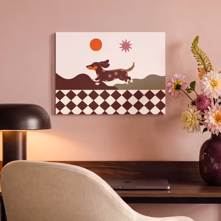 Hond - Abstract - Dieren - Modern - Bruin PET vilt klein -sfeer3