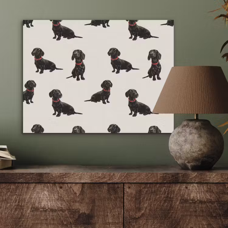 Hond - Patroon - Zwart PET vilt klein 837 -sfeer2