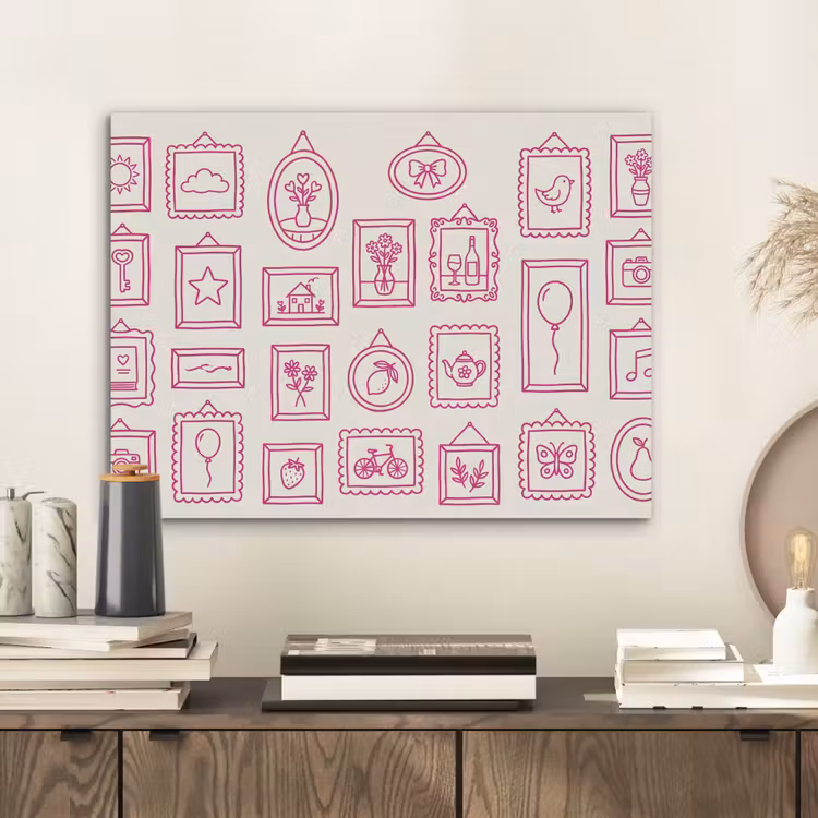 Illustratie - Collectie - Kunst - Minimalistisch - Roze PET vilt klein -sfeer1