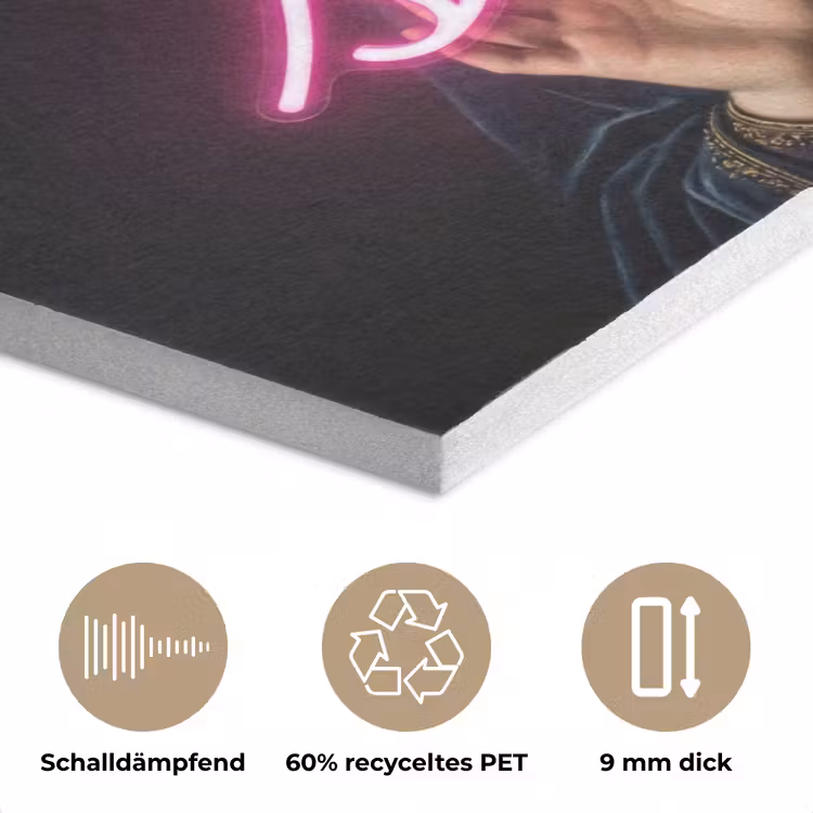 Ironisch - Tekst - Neon PET vilt klein -closeup_DE