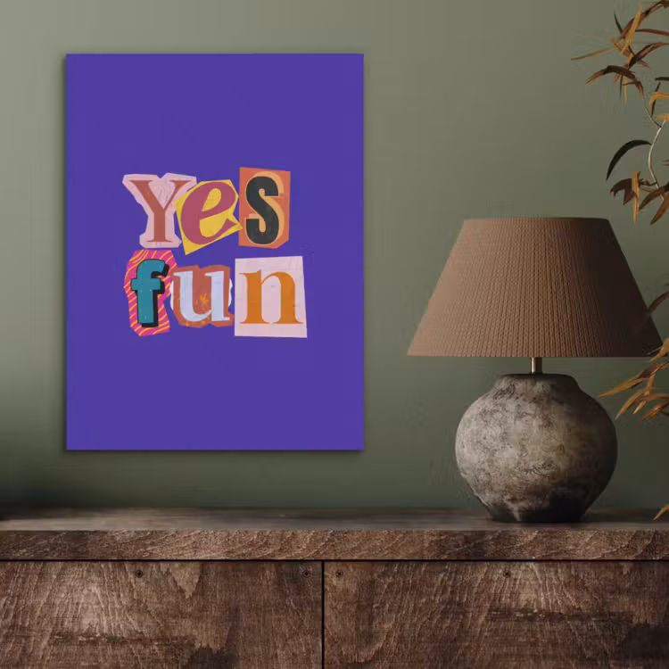 Yes fun - Kleurrijk - Collage-stijl PET vilt klein -sfeer2