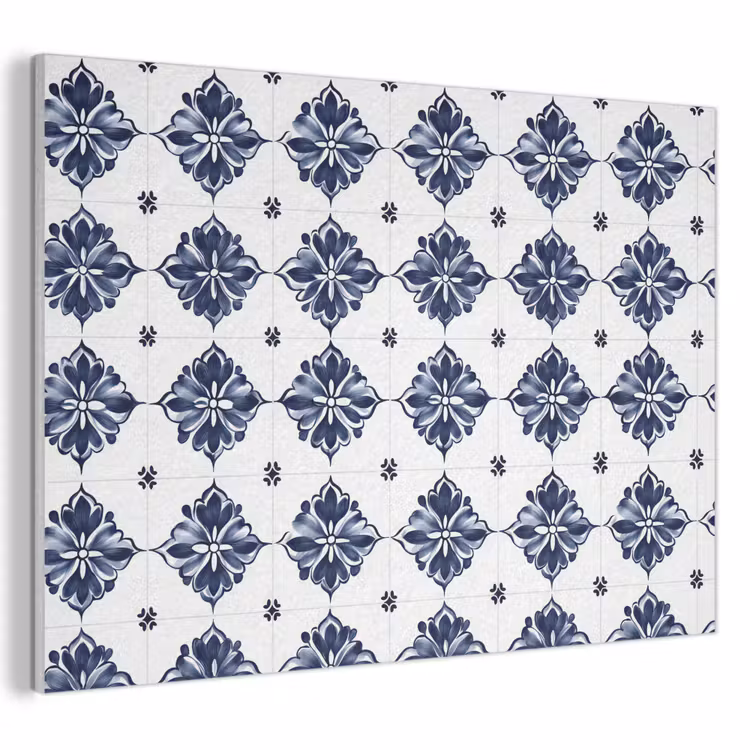 Tegelmotief - Blauw - Wit - Bloem PET vilt klein 837 -3d