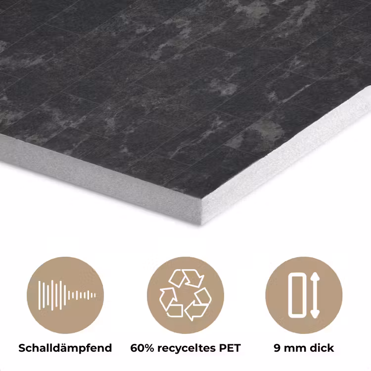 Tegels - Patroon - Marmer - Zwart PET vilt klein 837 -closeup_DE