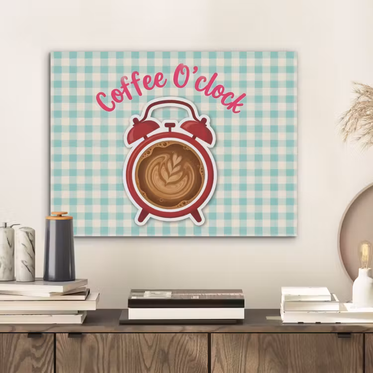 Koffie - Klok - Groen PET vilt klein -sfeer1