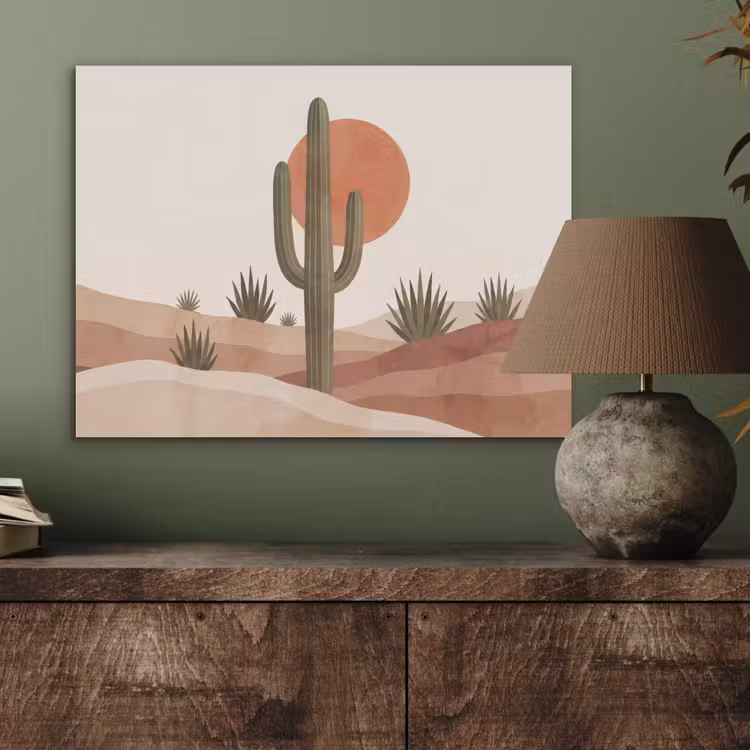 Cactus - Duinen - Modern - Landschap - Groen PET vilt klein -sfeer2
