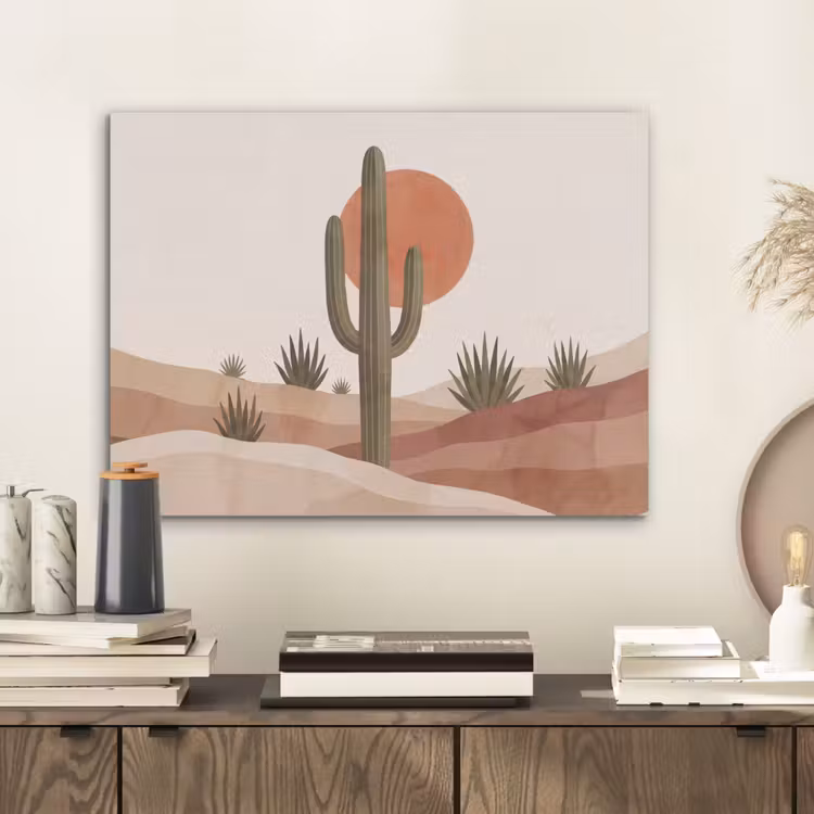 Cactus - Duinen - Modern - Landschap - Groen PET vilt klein -sfeer1