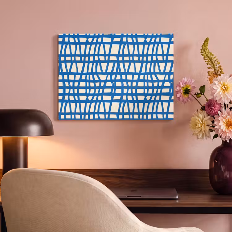 Ruitpatroon - Blauw - Crème PET vilt klein 837 -sfeer3