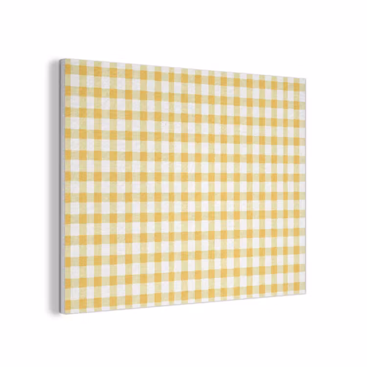 Ruit - Gingham - Klassiek - Geel en Wit PET vilt klein 837 -3d