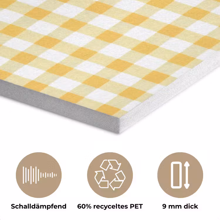 Ruit - Gingham - Klassiek - Geel en Wit PET vilt klein 837 -closeup_DE
